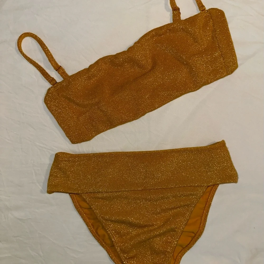 Montce Gold High-Waist Bandeau Bikini